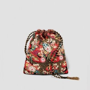 NWT ZARA Red Embroidered Jacquard Bag